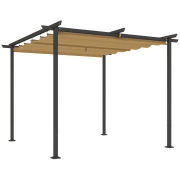 Outsunny Pergolă de Grădină cu Acoperiș Retractabil și Cadru Metalic, 300x300x227 cm, Bej | Aosom Romania Outsunny Pergolă de Grădină cu Acoperiș Retractabil și Cadru Metalic, 300x300x227 cm, Bej | Aosom Romania