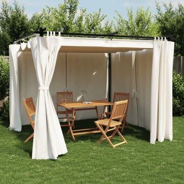 vidaXL Pavilion cu draperii, gri taupe, 3x3 m, oțel