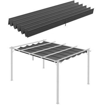 Outsunny Acoperis retractabil pentru pergola, Copertina de rezerva din material textil pentru pergole de 4 x 3 (m), gri inchis | AOSOM RO Outsunny Acoperis retractabil pentru pergola, Copertina de rezerva din material textil pentru pergole de 4 x 3 (m), gri inchis | AOSOM RO
