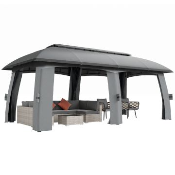 Outsunny Pavilion, Cort de petreceri, cu plase anti-insecte, plafon rezistent la vânt, pentru până la 15 persoane, gri închis, 3 x 6 x 3 m | Aosom Romania Outsunny Pavilion, Cort de petreceri, cu plase anti-insecte, plafon rezistent la vânt, pentru până la 15 persoane, gri închis, 3 x 6 x 3 m | Aosom Romania