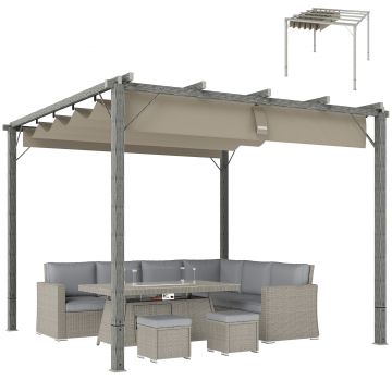 Outsunny Pergolă de Grădină 3 x 3 m, Acoperiș de Terasă Ajustabil, Cadru din Aluminiu, Protecție Solară UPF30+, Gri | Aosom Romania Outsunny Pergolă de Grădină 3 x 3 m, Acoperiș de Terasă Ajustabil, Cadru din Aluminiu, Protecție Solară UPF30+, Gri | Aosom Romania