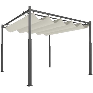 Outsunny Pergola de grădină exterioară 3 x 3 m cu acoperiș retractabil și fixare magnetică, adăpost solar UPF30+, crem | Aosom Romania Outsunny Pergola de grădină exterioară 3 x 3 m cu acoperiș retractabil și fixare magnetică, adăpost solar UPF30+, crem | Aosom Romania